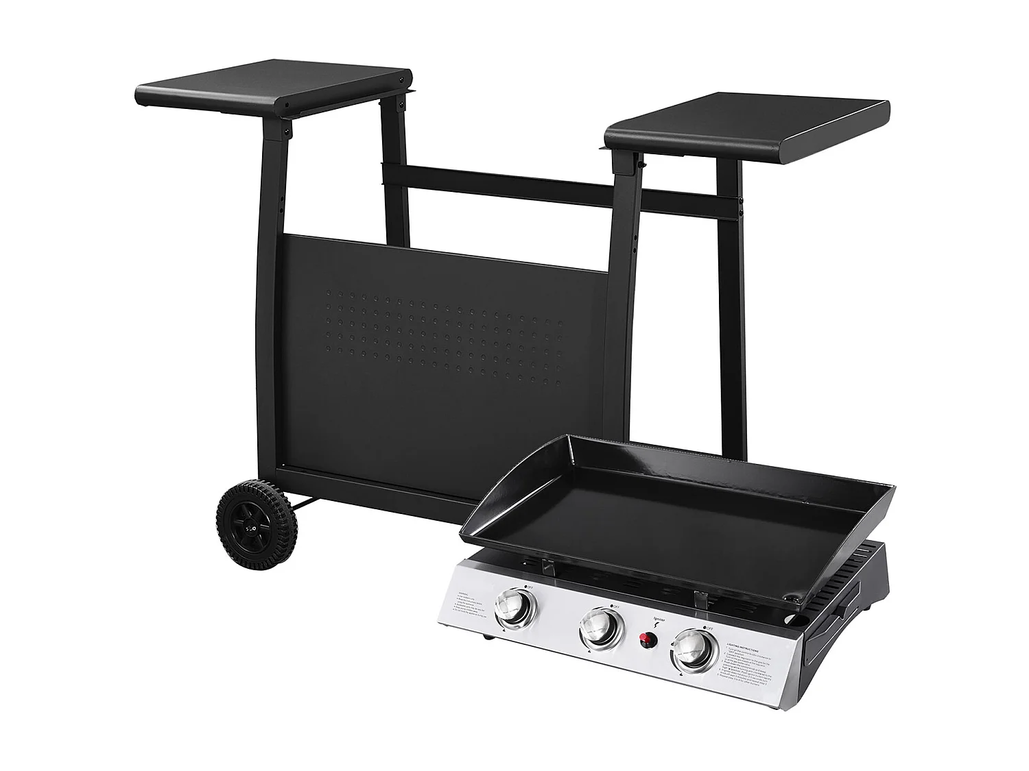 Plancha au gaz SÉVILLE - 3 brûleurs 7,5kW + chariot - HAPPY GARDEN