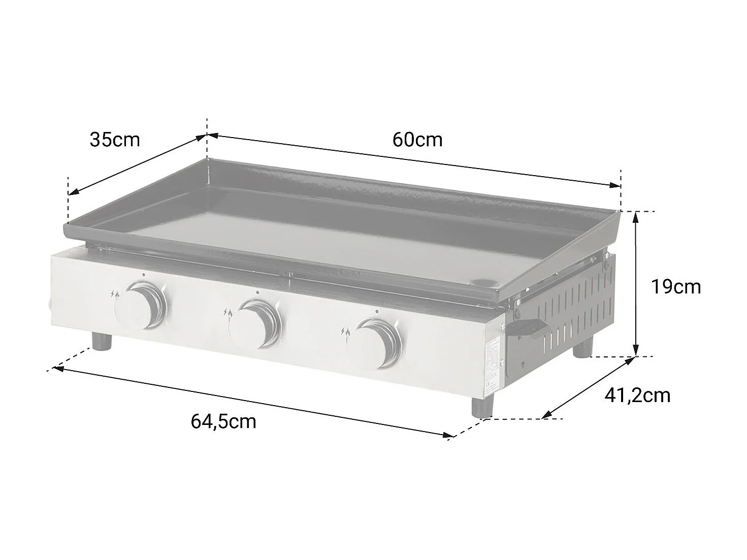 Plancha au gaz MÉRIDA 3 brûleurs 6 kW - HAPPY GARDEN