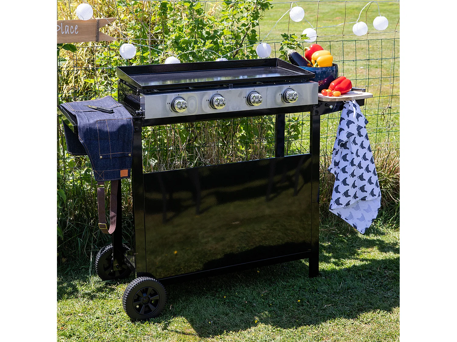 Chapa de gás MÉRIDA 4 queimadores + carrinho