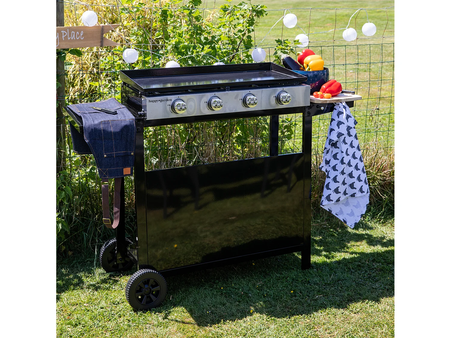 Plancha au gaz MÉRIDA 4 brûleurs + chariot - HAPPY GARDEN