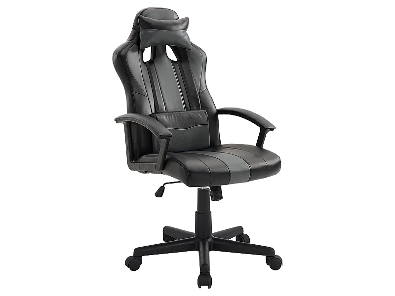 Fauteuil de bureau gamer noir et gris CRASH - HAPPY GARDEN