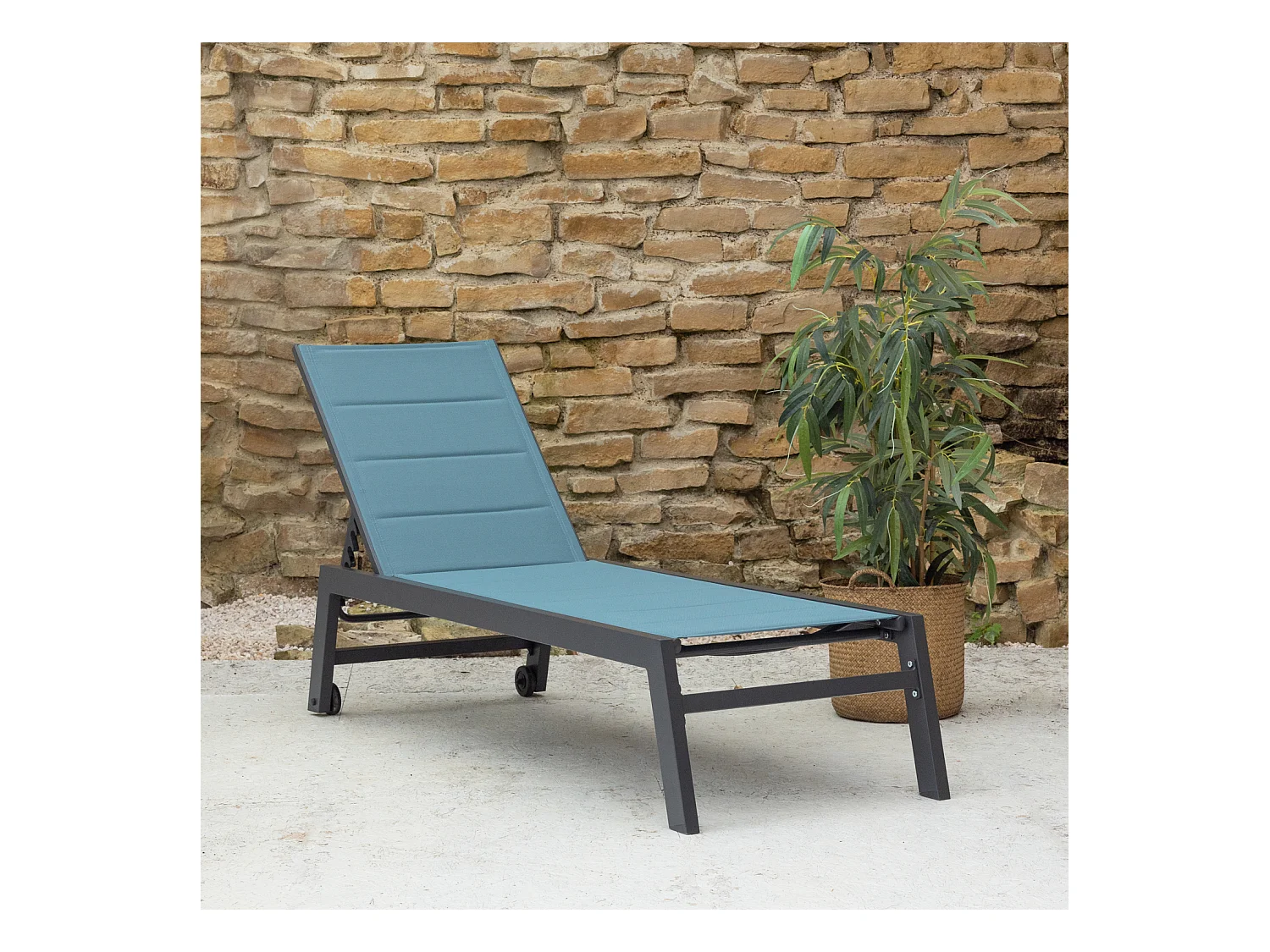 Sonnenliege BARBADOS aus blaugrauem Textilene - Aluminium anthrazit