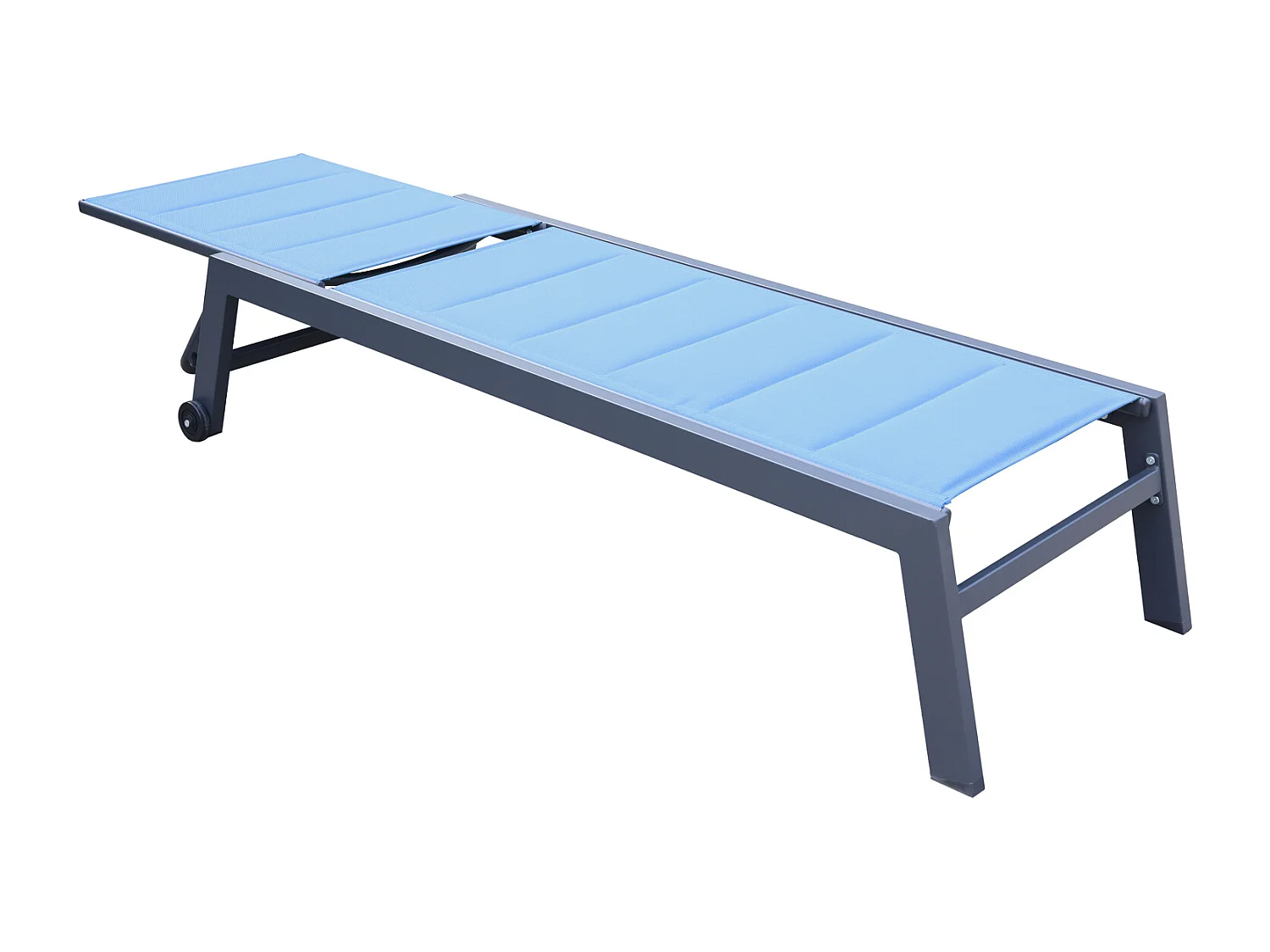 Bain de soleil BARBADOS en textilène bleu gris - aluminium anthracite - HAPPY GARDEN