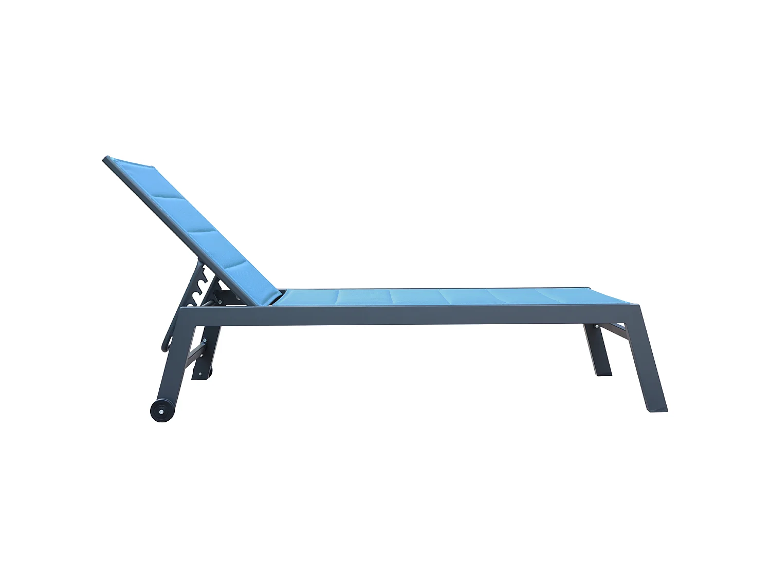 BARBADOS ligstoel in grijs-blauw textilene - antraciet aluminium