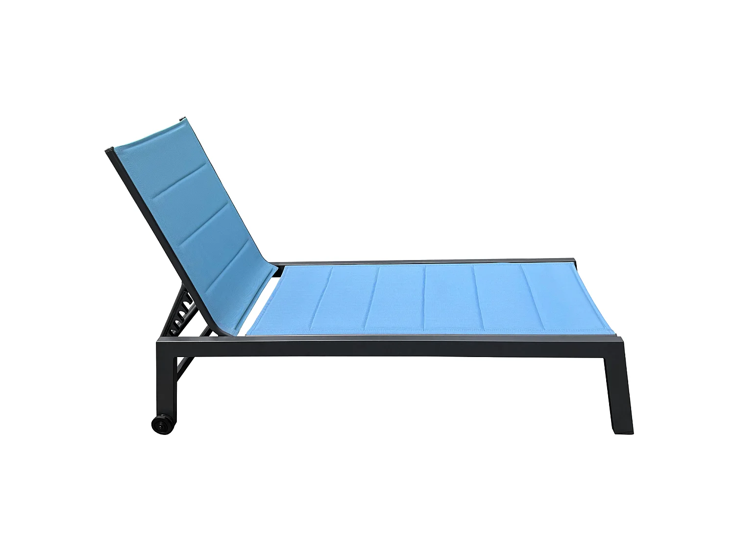 Bain de soleil BARBADOS en textilène bleu gris - aluminium anthracite - HAPPY GARDEN