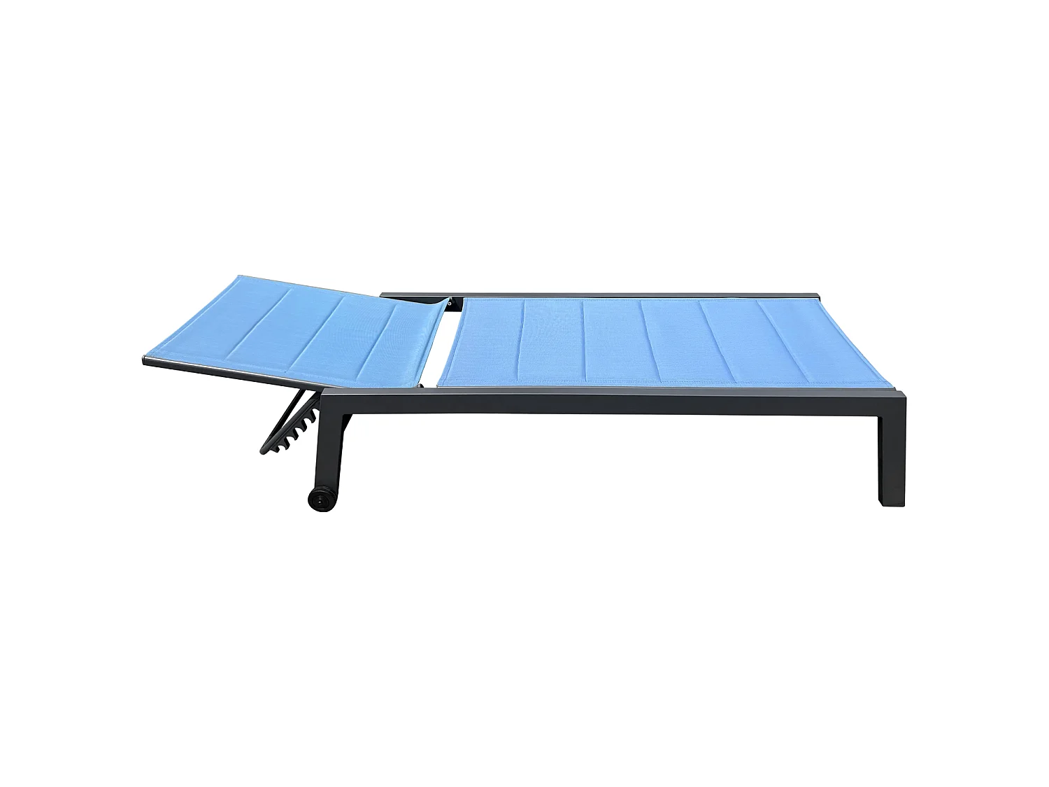 Bain de soleil BARBADOS en textilène bleu gris - aluminium anthracite - HAPPY GARDEN