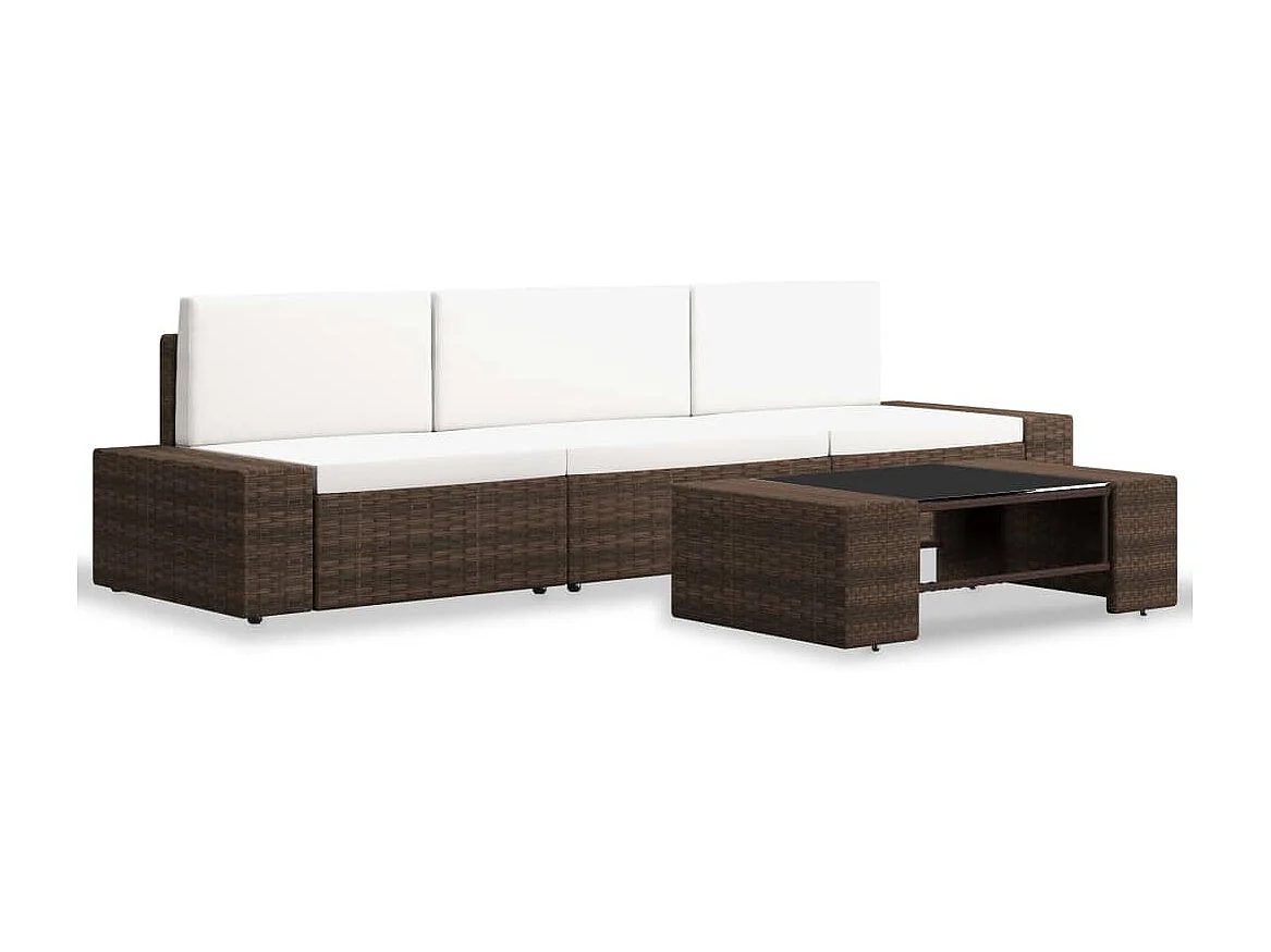 Salon de jardin 4 pcs Résine tressée Marron BE10593