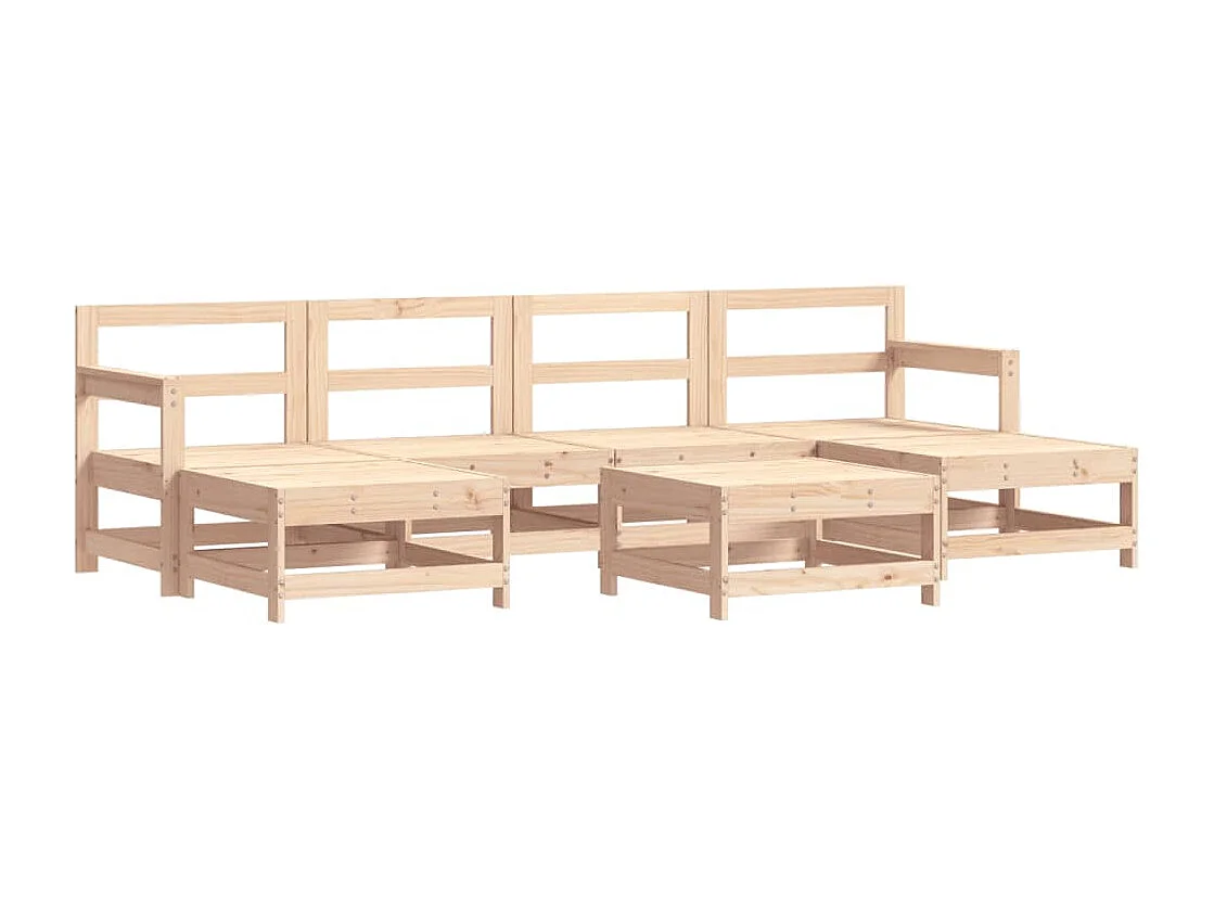 7-tlg. Garten-Sitzgruppe: Sofa + Tisch | Garten-Lounge-Set Massivholz Kiefer -GKD786591
