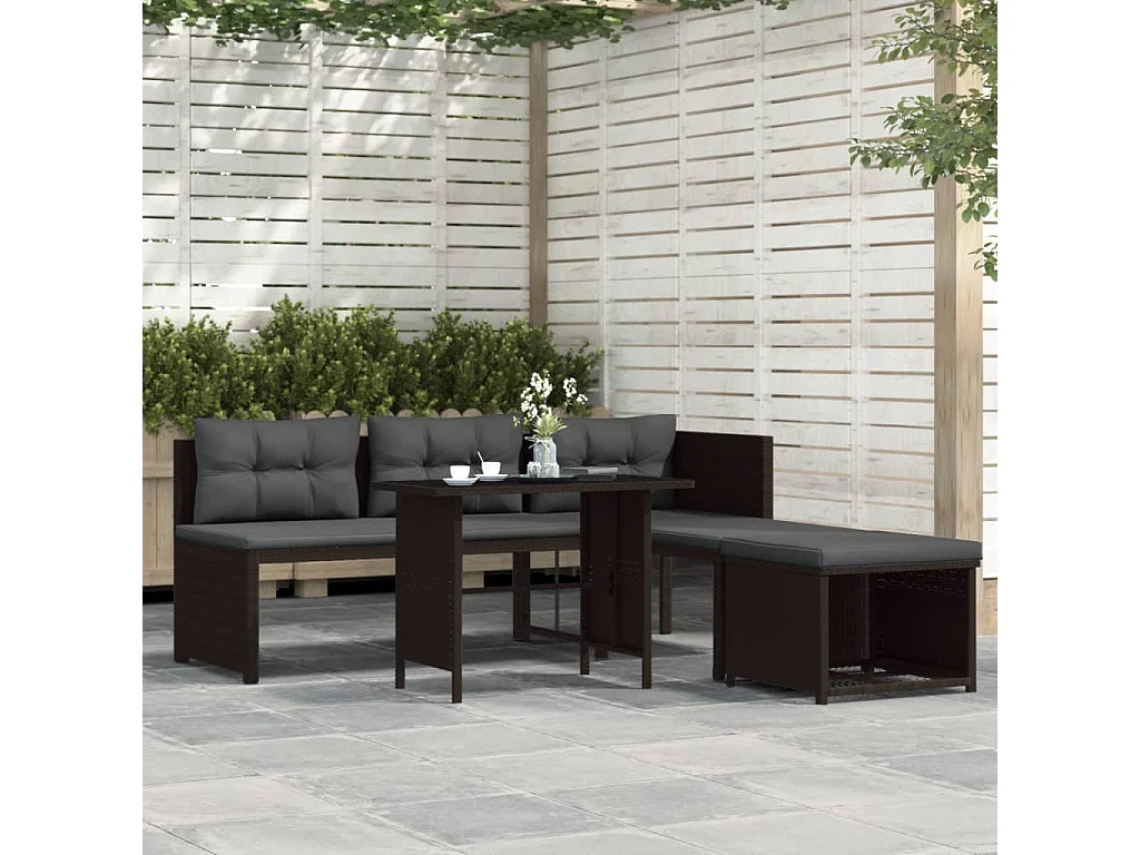 Salon de jardin 4 pcs Résine tressée Marron BE92664