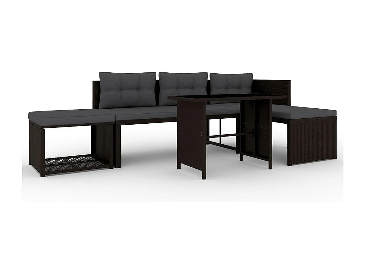 Salon de jardin 4 pcs Résine tressée Marron BE92664