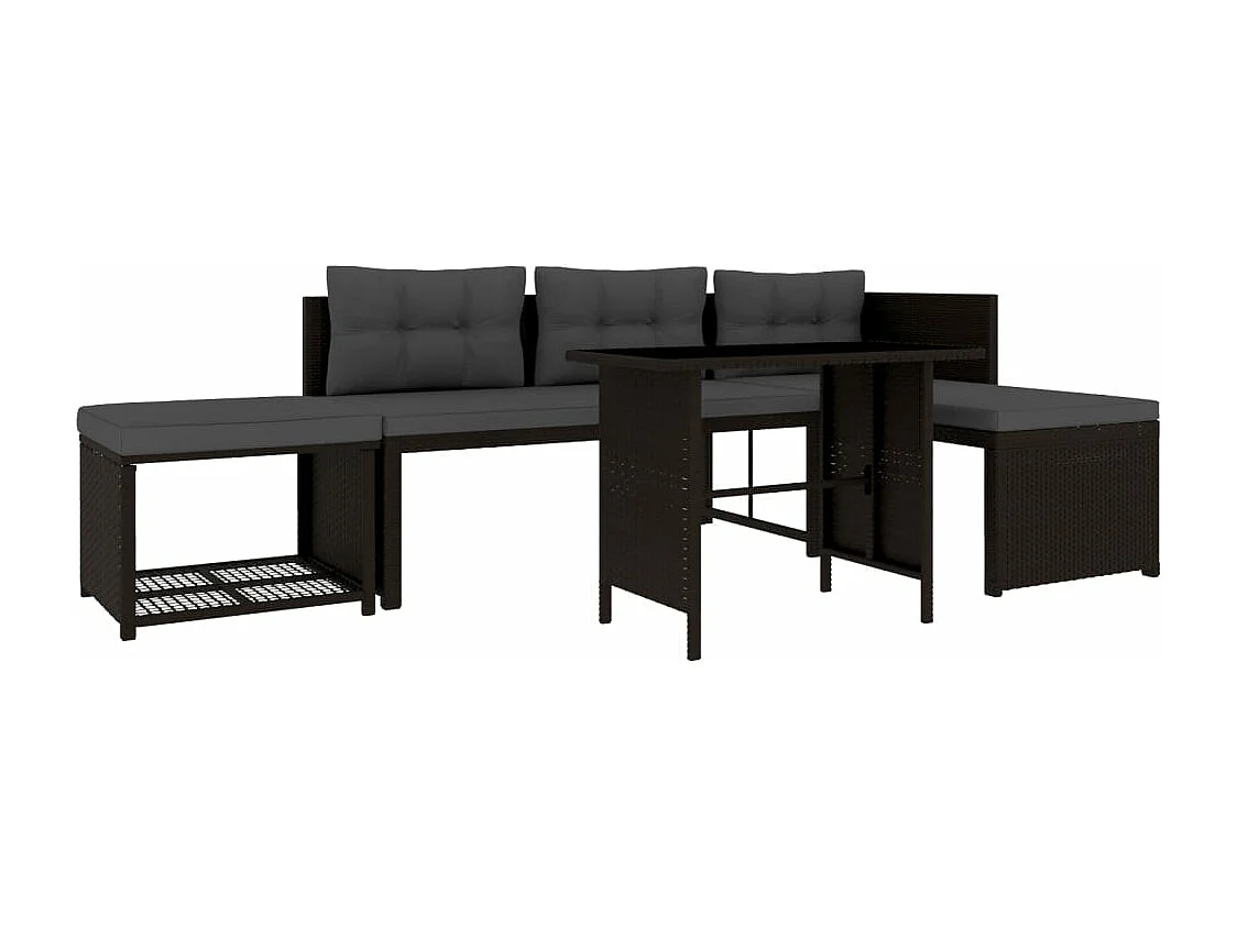 Salon de jardin 4 pcs Résine tressée Marron BE92664