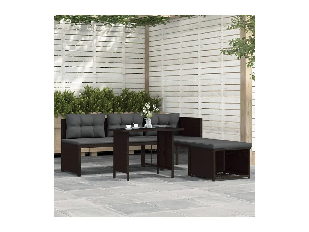 Salon de jardin 4 pcs Résine tressée Marron BE92664
