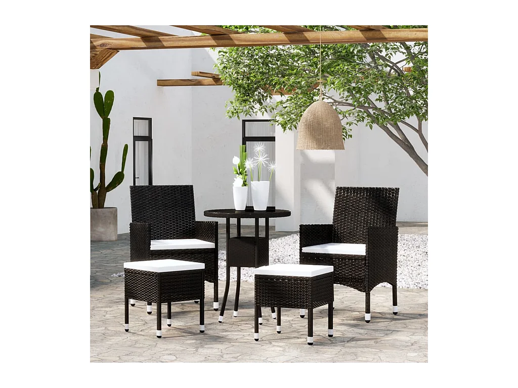 Salon de jardin 5 pcs Résine tressée Noir BE27721