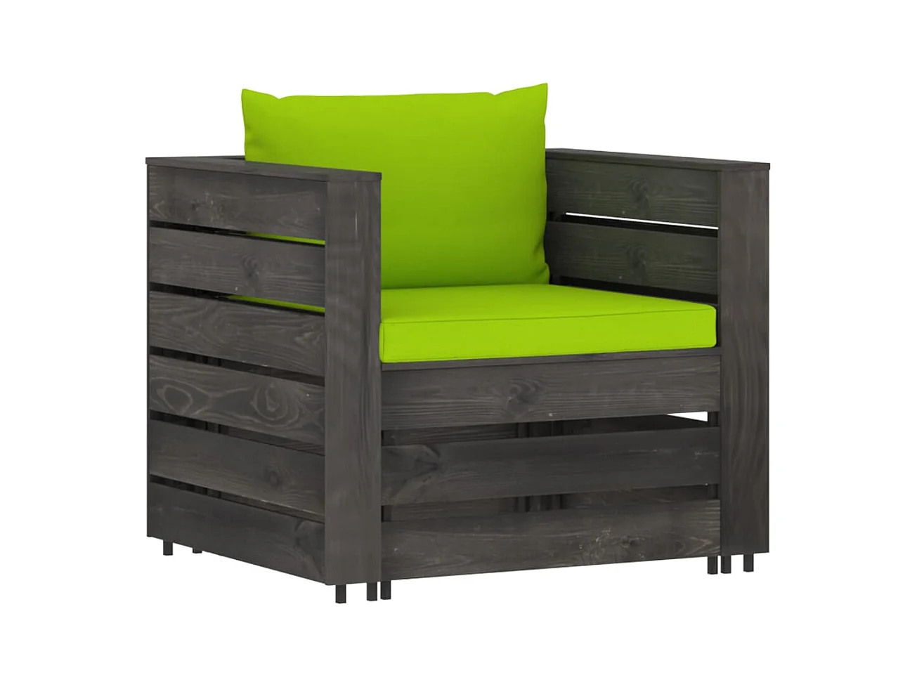 Salon de jardin 7 pcs avec coussins Bois imprégné de gris BE40627
