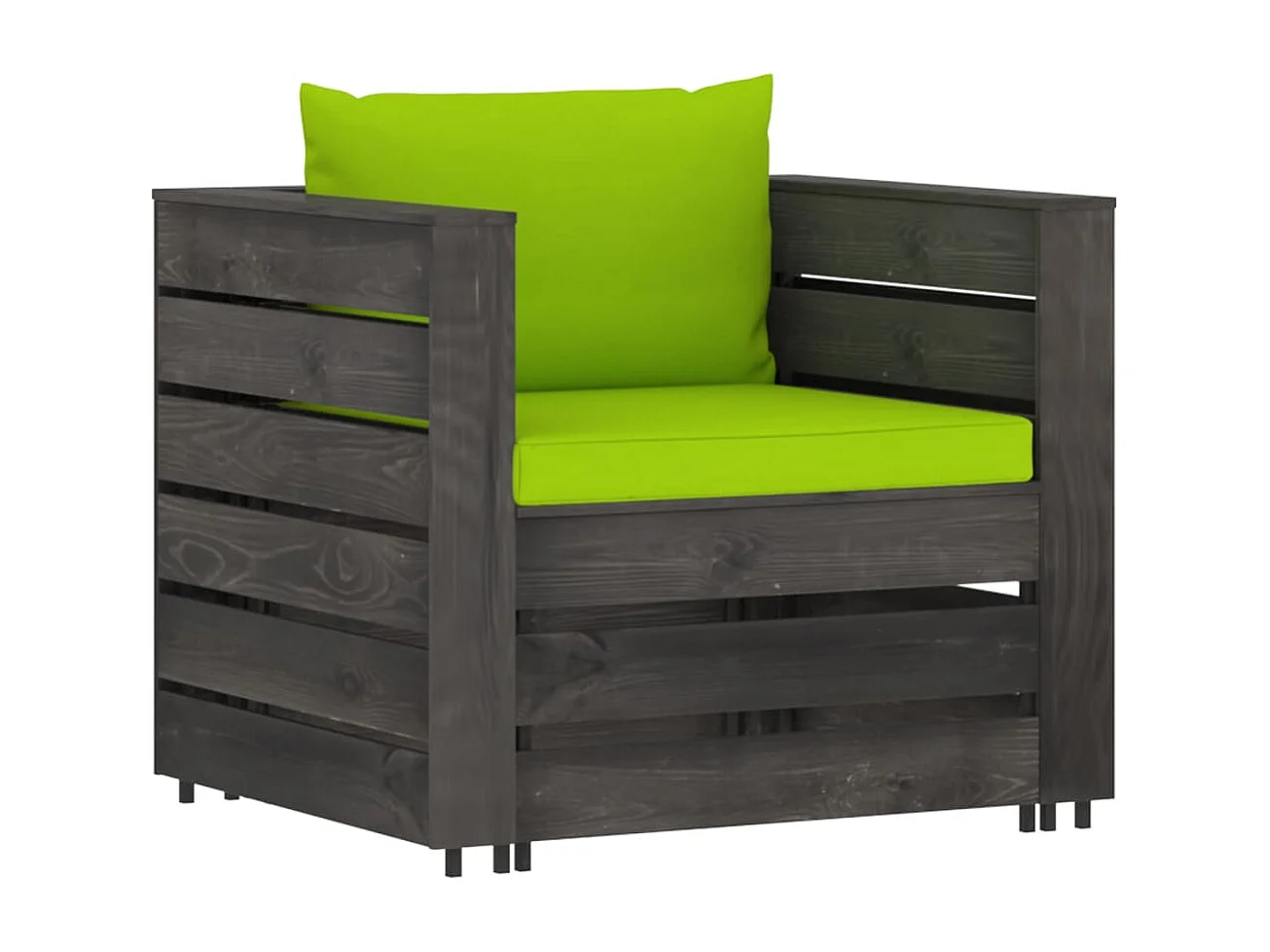 Salon de jardin 7 pcs avec coussins Bois imprégné de gris BE40627