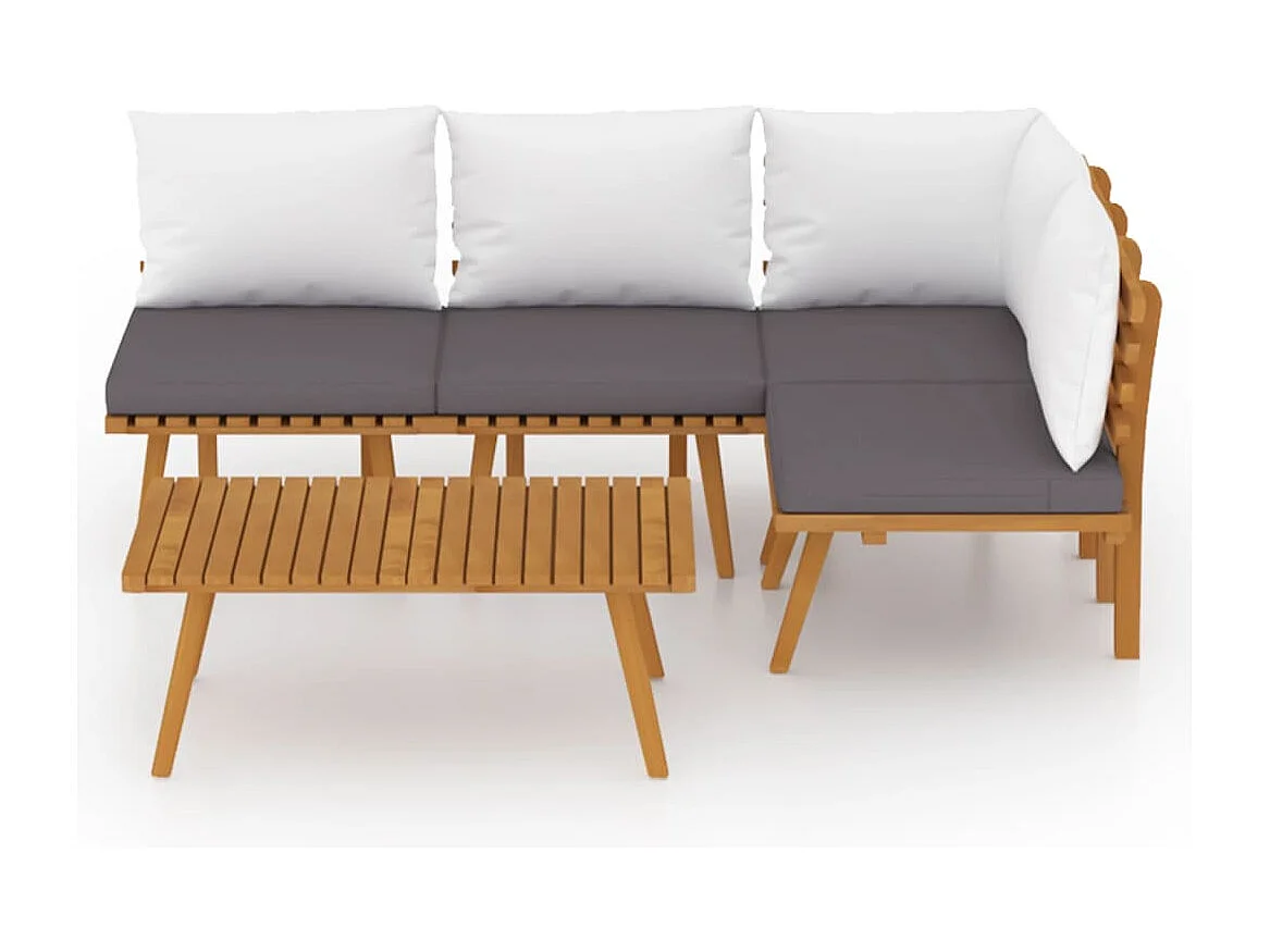 5-tlg. Garten-Sitzgruppe: Sofa + Tisch | Garten-Lounge-Set mit Kissen Massivholz Akazie -GKD809687