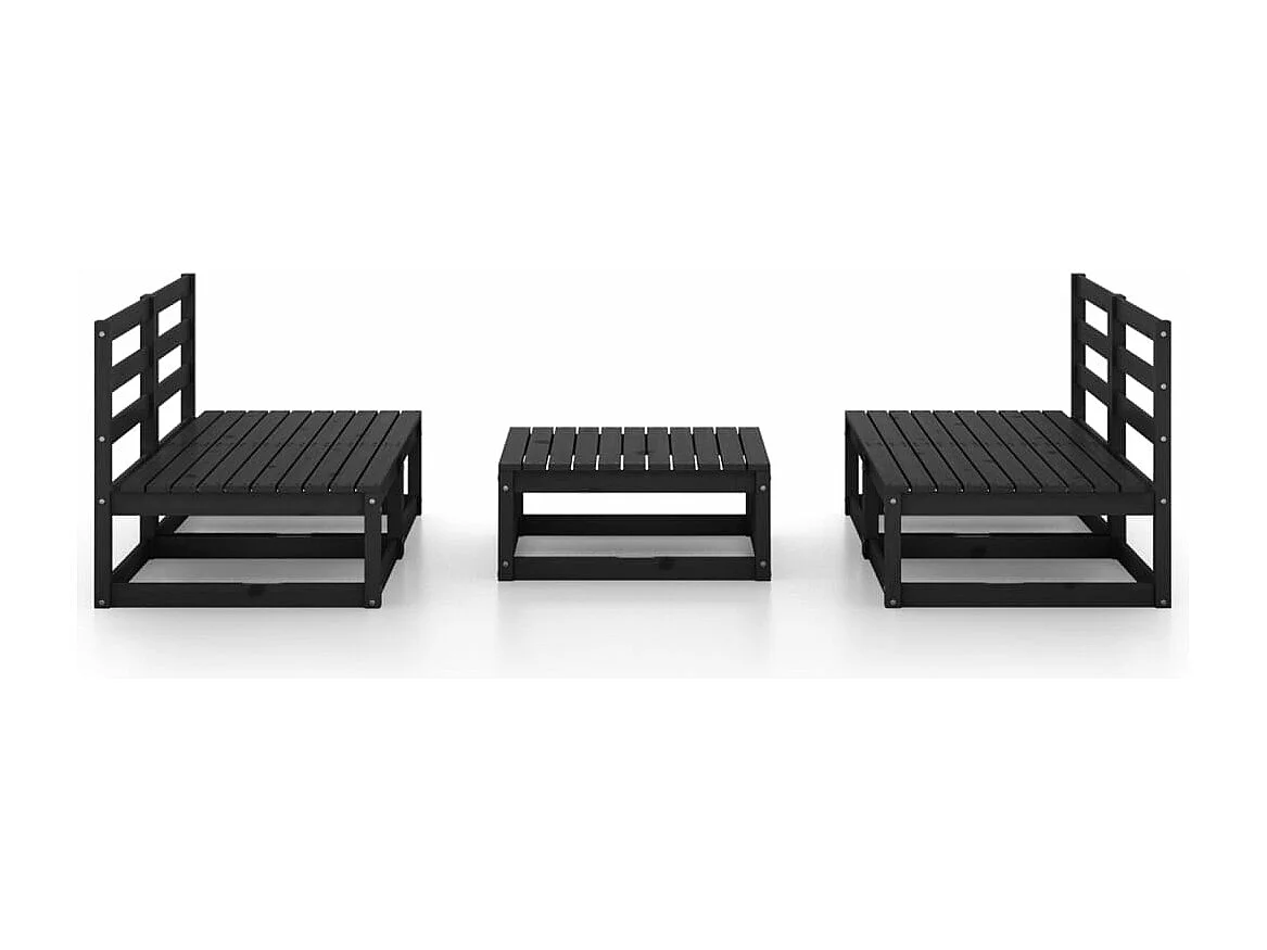 5-tlg. Garten-Sitzgruppe: Sofa + Tisch | Garten-Lounge-Set Schwarz Massivholz Kiefer -GKD735614