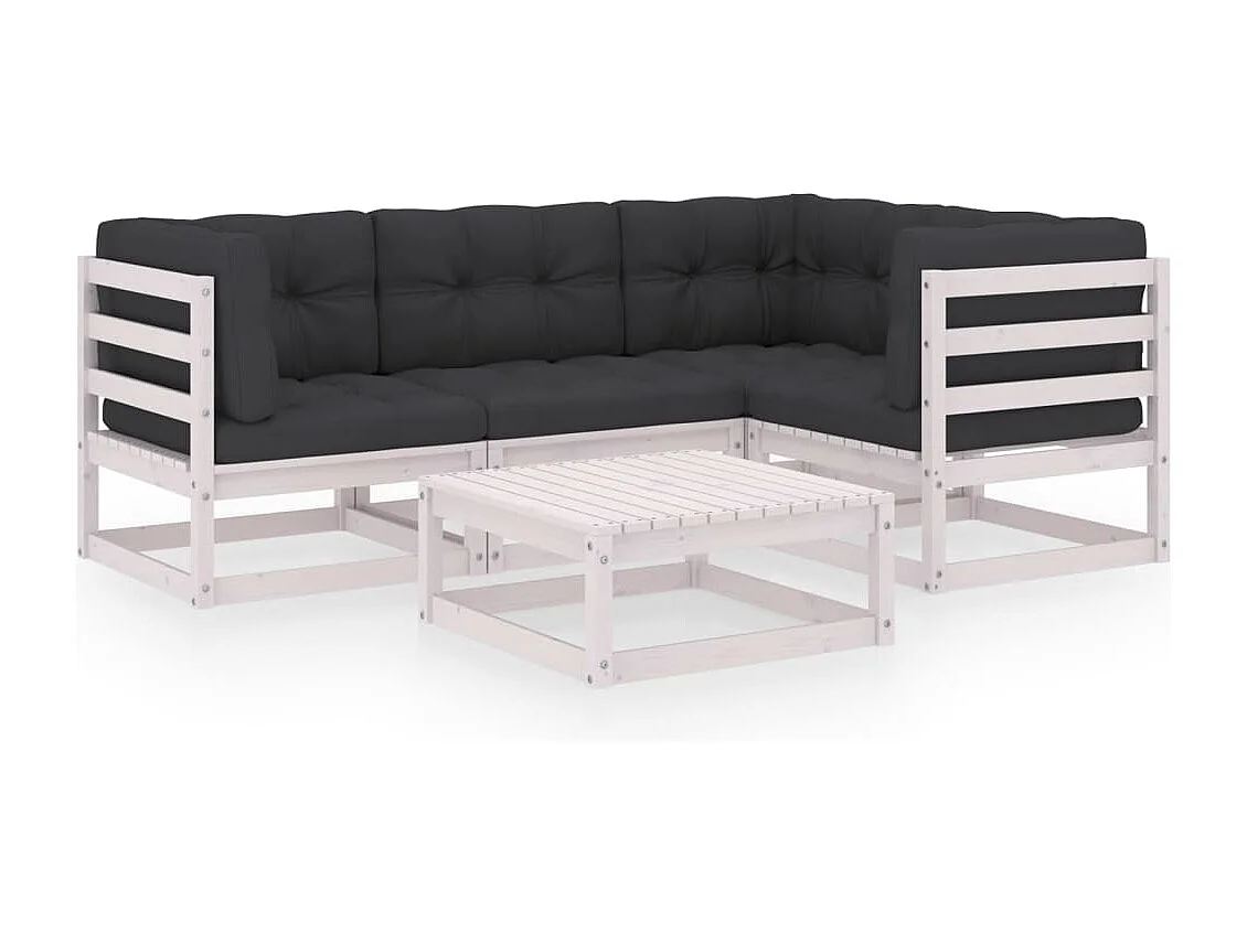 Salon de jardin 5 pcs avec coussins Bois de pin massif BE45364