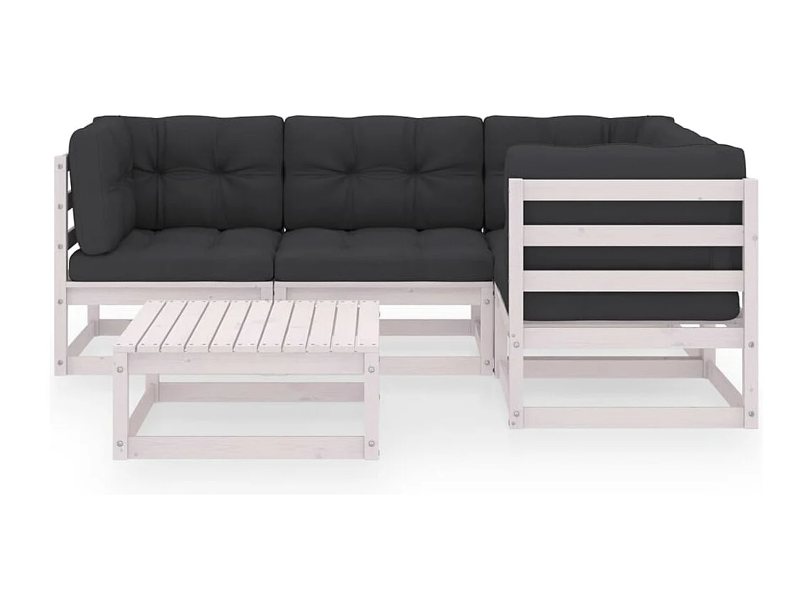 Salon de jardin 5 pcs avec coussins Bois de pin massif BE45364