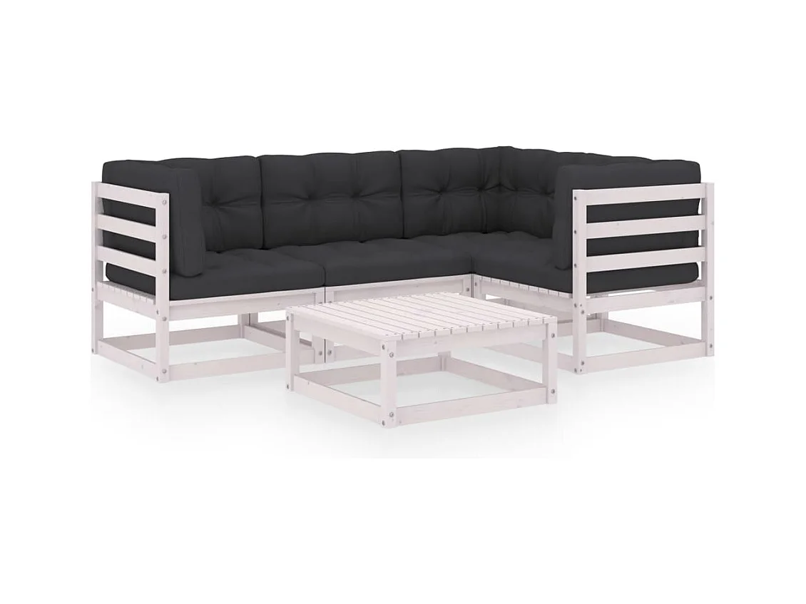 5-tlg. Garten-Sitzgruppe: Sofa + Tisch | Garten-Lounge-Set mit Kissen Kiefer Massivholz -GKD708178