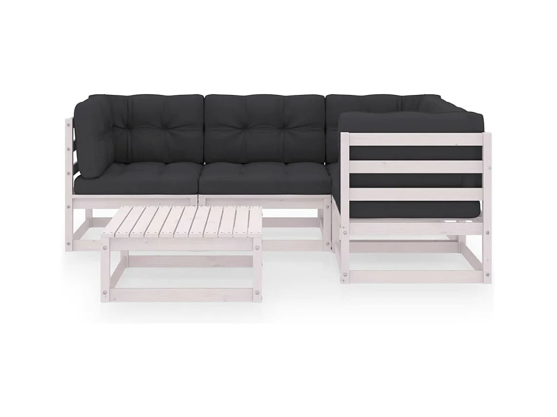 5-tlg. Garten-Sitzgruppe: Sofa + Tisch | Garten-Lounge-Set mit Kissen Kiefer Massivholz -GKD708178