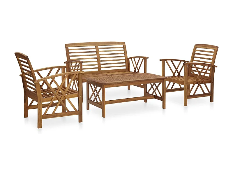 Salon de jardin 4 pcs Bois d'acacia solide BE32106