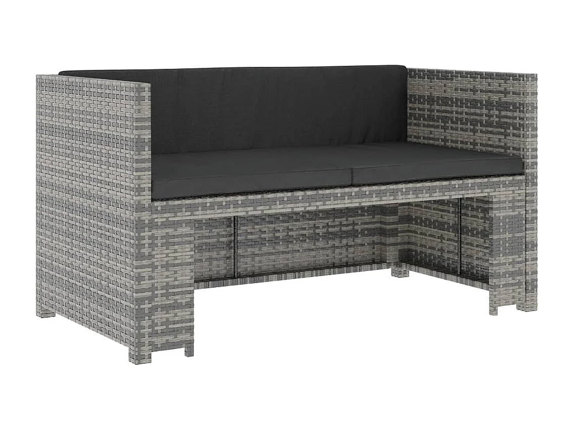 Salon de jardin 5 pcs avec coussins Résine tressée Gris BE19431