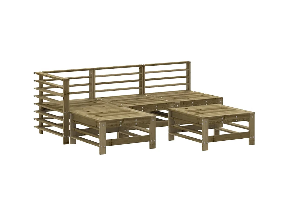 5-tlg. Garten-Sitzgruppe: Sofa + Tisch | Garten-Lounge-Set Kiefernholz Imprägniert -GKD360899