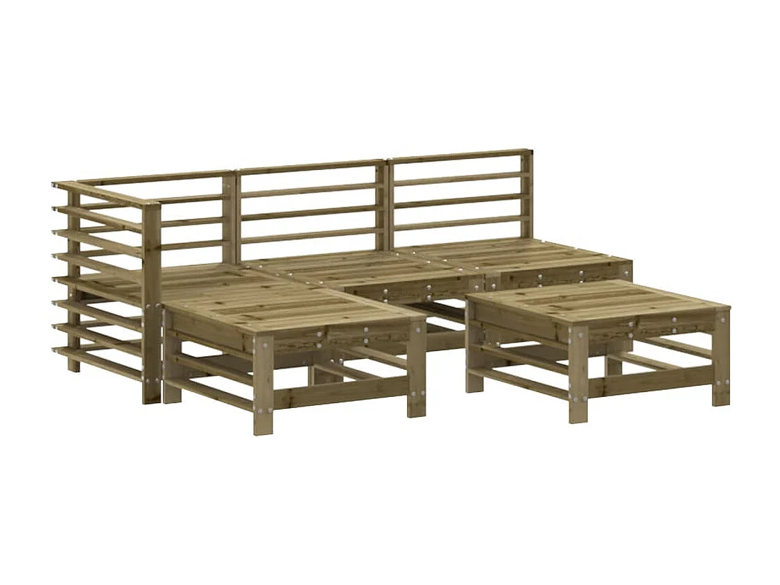 Salon de jardin 5 pcs bois de pin imprégné BE96813