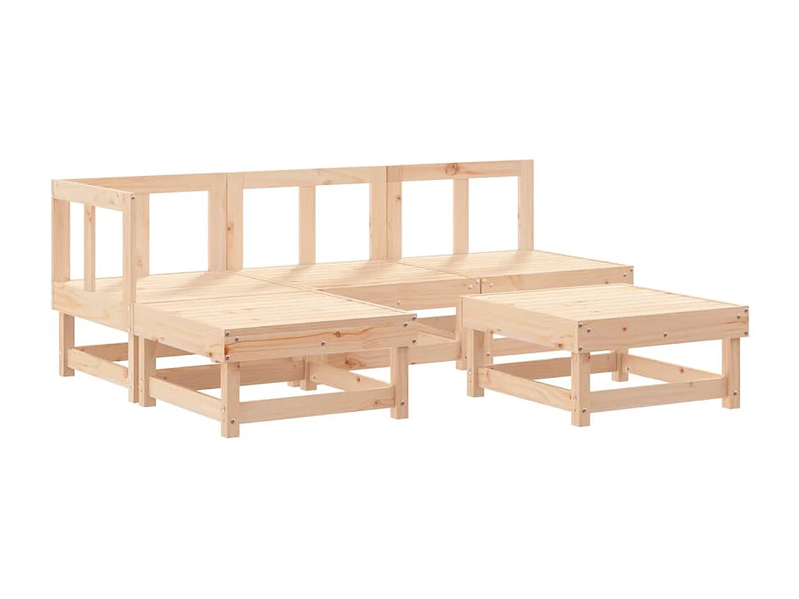 5-tlg. Garten-Sitzgruppe: Sofa + Tisch | Garten-Lounge-Set mit Kissen Massivholz -GKD402648