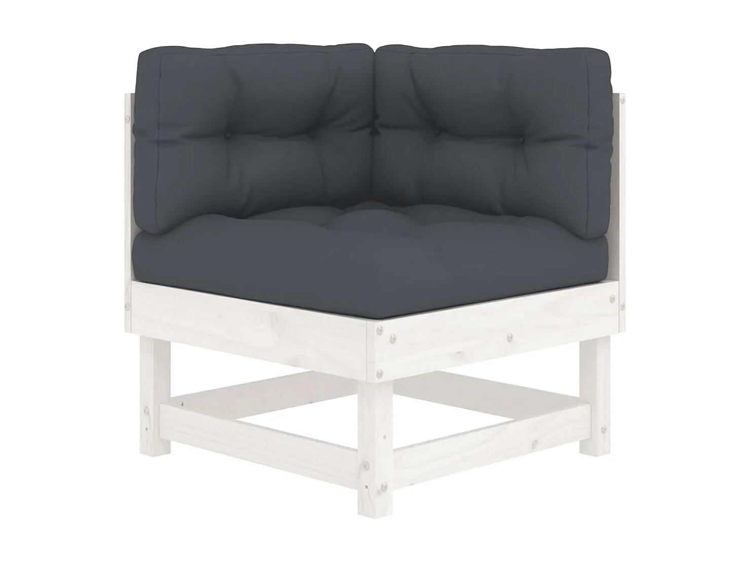 5-tlg. Garten-Sitzgruppe: Sofa + Tisch | Garten-Lounge-Set mit Kissen Weiß Massivholz -GKD265312