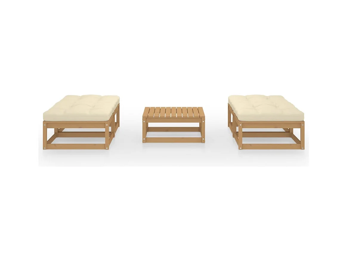 Salon de jardin 5 pcs avec coussins bois de pin massif BE25909