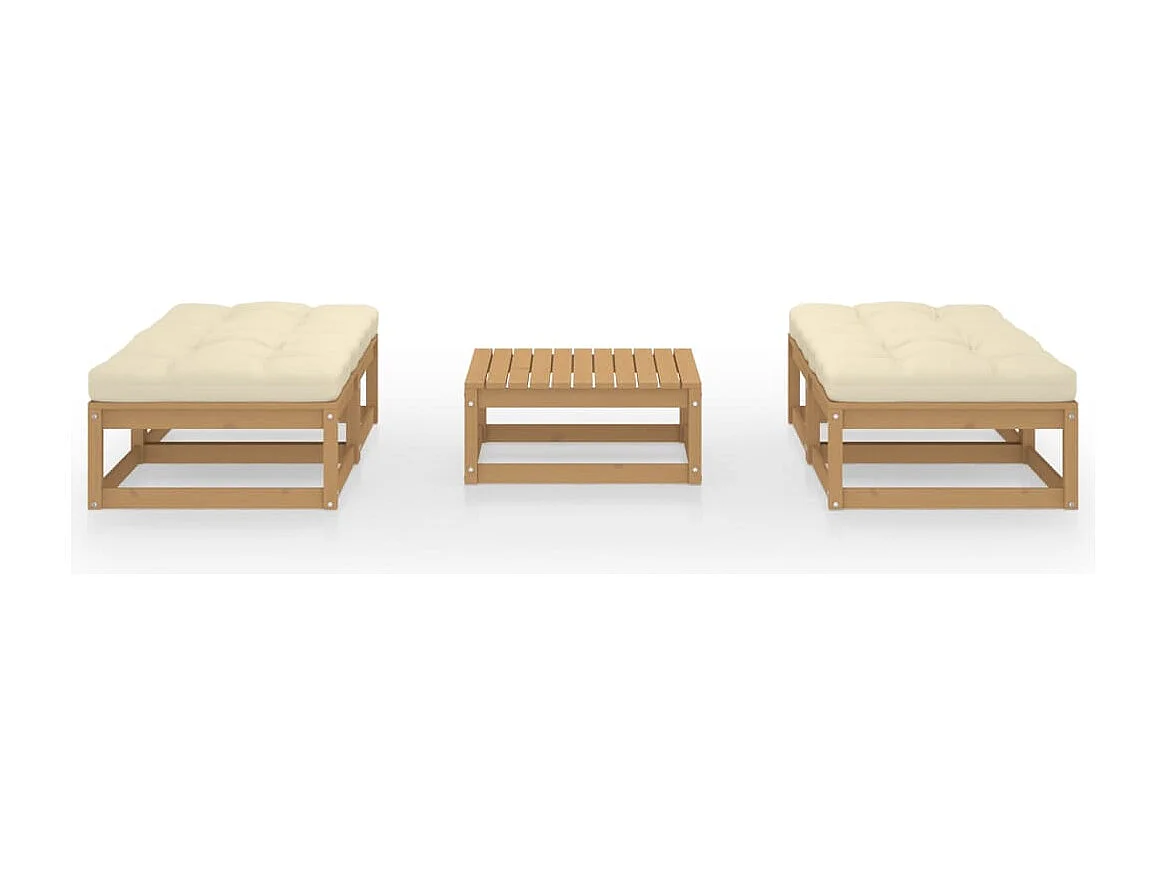 Salon de jardin 5 pcs avec coussins bois de pin massif BE25909