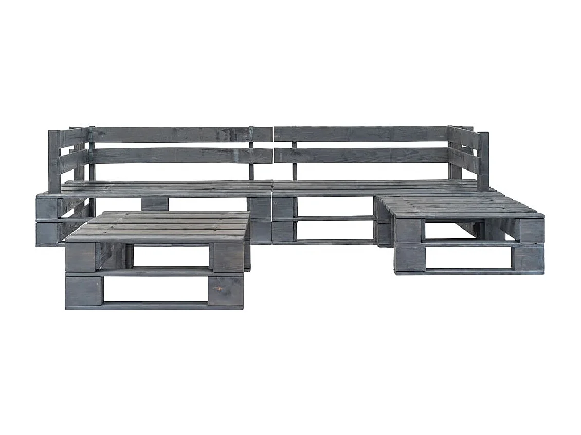 4 pzas Set de Salón palets de jardín madera gris ES93275