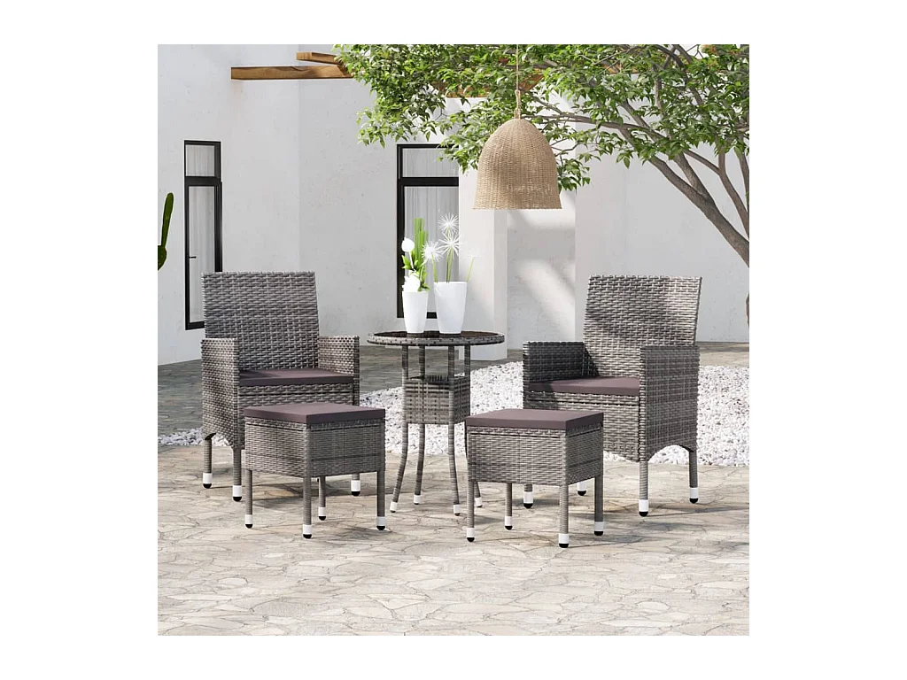 Salon de jardin 5 pcs Résine tressée Gris BE31318