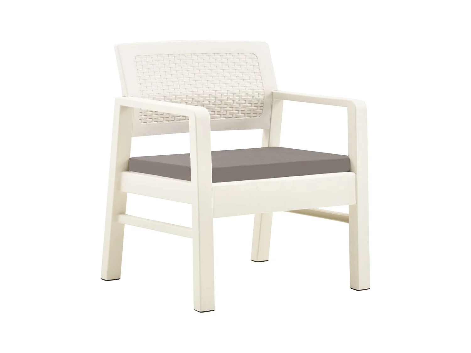 3-tlg. Garten-Sitzgruppe: Sofa + Tisch | Garten-Lounge-Set Kunststoff Weiß -GKD900452