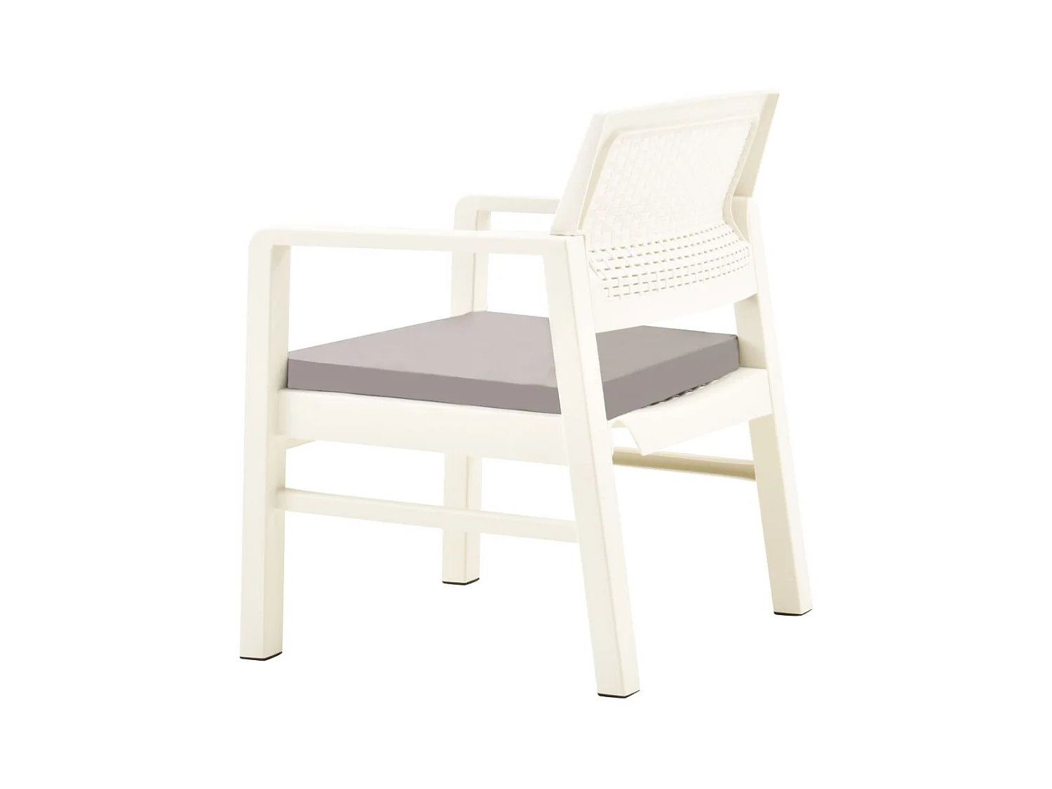 3-tlg. Garten-Sitzgruppe: Sofa + Tisch | Garten-Lounge-Set Kunststoff Weiß -GKD900452