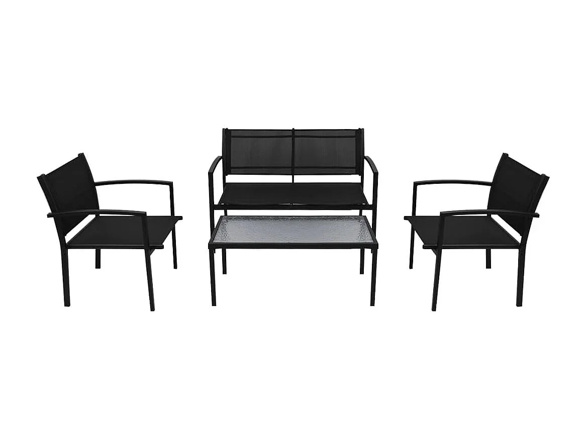 4-delige Loungeset textileen zwart NL52584