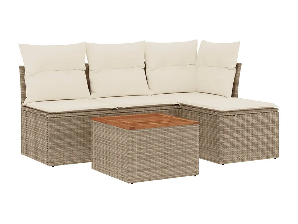Salon de jardin avec coussins 5 pcs beige résine tressée BE13387