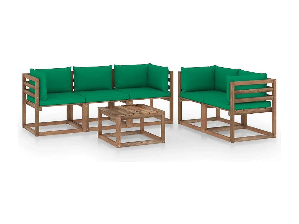 Salon de jardin 6 pcs avec coussins vert BE23767