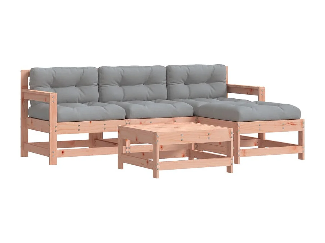 Salon de jardin 5 pcs avec coussins bois massif douglas BE58138