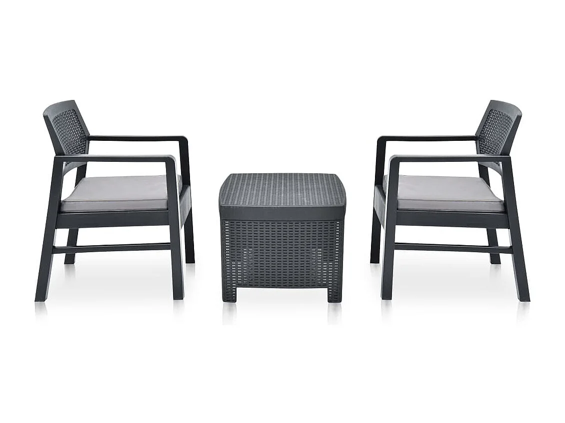 Salon de jardin 3 pcs Plastique Anthracite BE20206