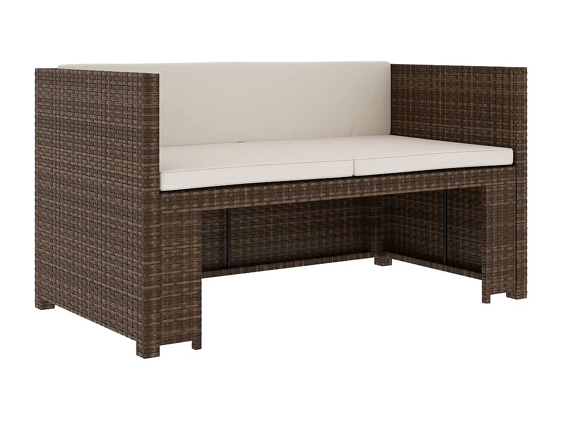 5 pcs conjunto lounge jardim c/ almofadões vime PE castanho PT59200