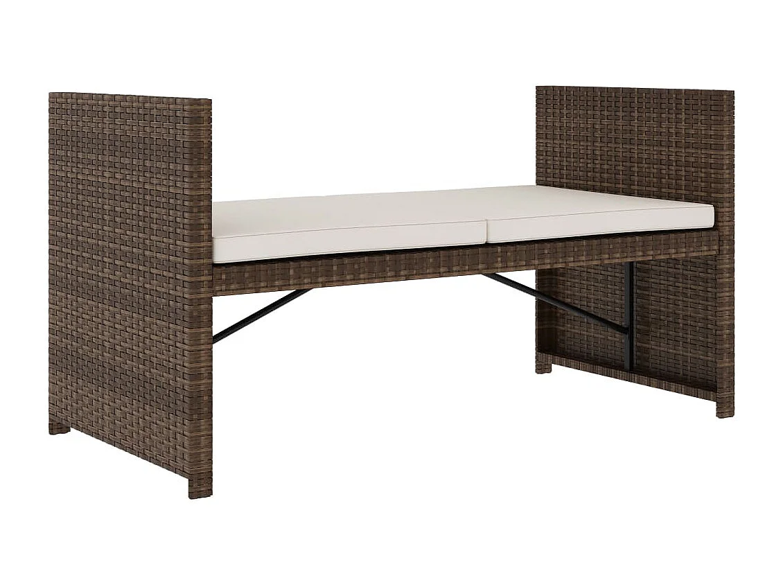 5 pcs conjunto lounge jardim c/ almofadões vime PE castanho PT59200