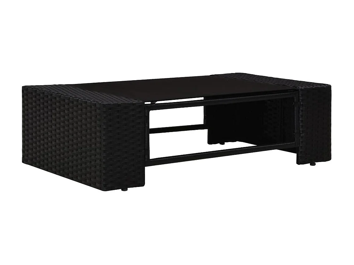 4-tlg. Garten-Sitzgruppe: Sofa + Tisch | Garten-Lounge-Set Poly Rattan Schwarz -GKD941662