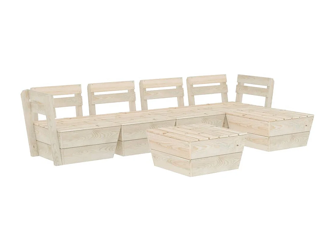 Salon de jardin palette 6 pcs Bois d'épicéa imprégné BE27884