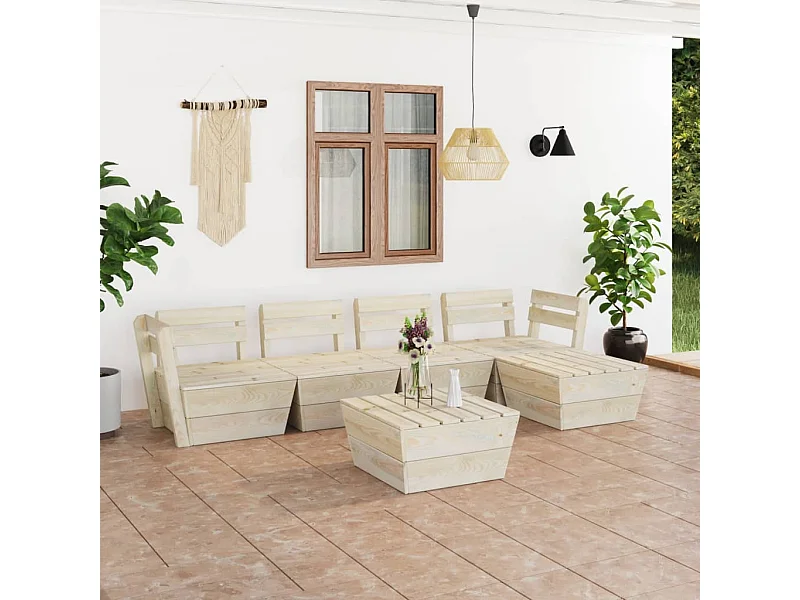 Salon de jardin palette 6 pcs Bois d'épicéa imprégné BE27884