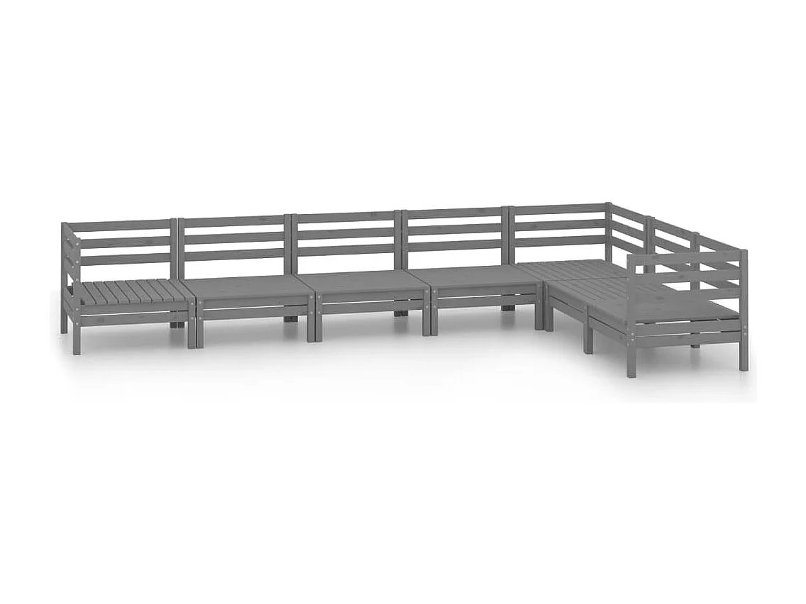 7-tlg. Garten-Sitzgruppe | Garten-Lounge-Set Massivholz Kiefer Grau -GKD153241