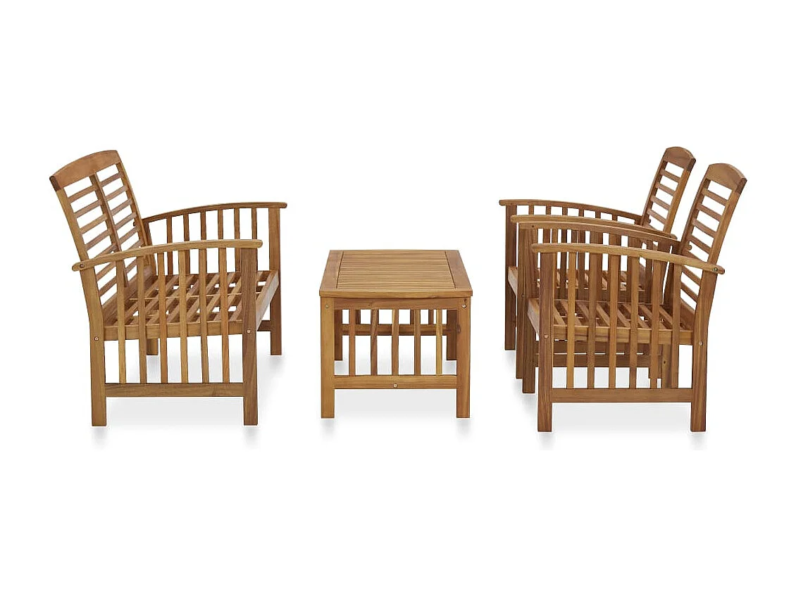 4-tlg. Garten-Sitzgruppe: Sofa + Tisch | Garten-Lounge-Set Massivholz Akazie -GKD122292