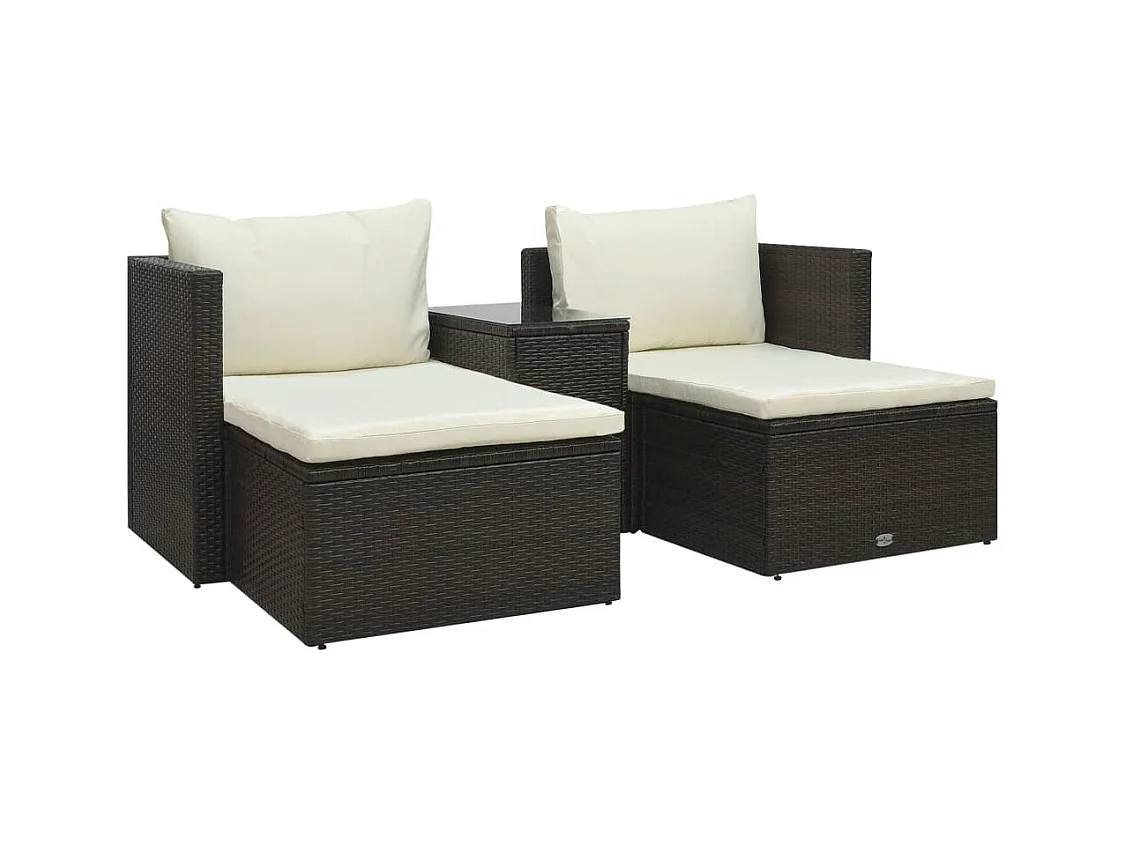 Salon de jardin 5 pcs avec coussins Résine tressée Marron BE64722